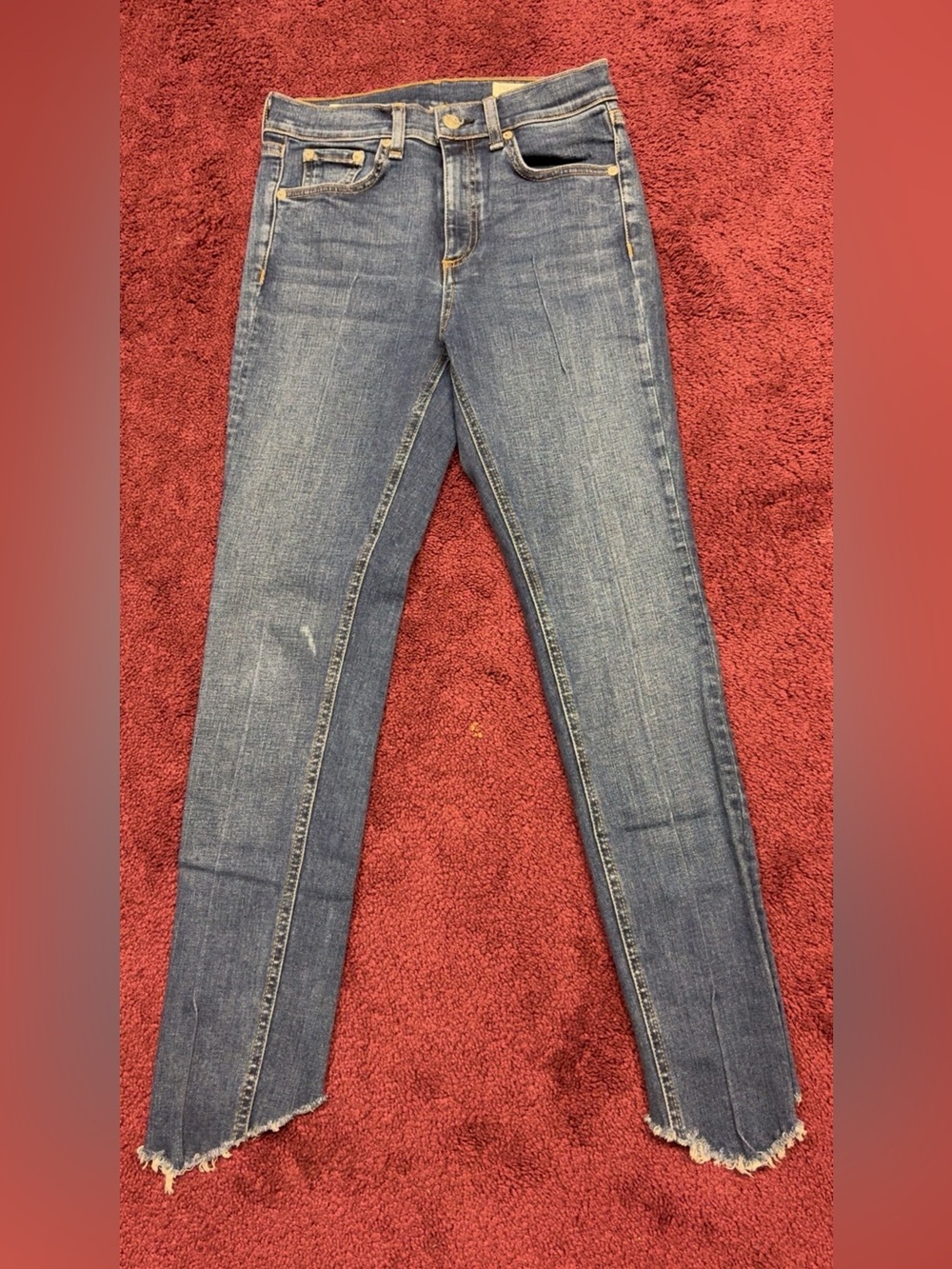 rag & bone Distressed Dark Blue Skinny Jeans